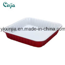 Zjxj Ceramic Nonstick Square Pan with Side Handles Red